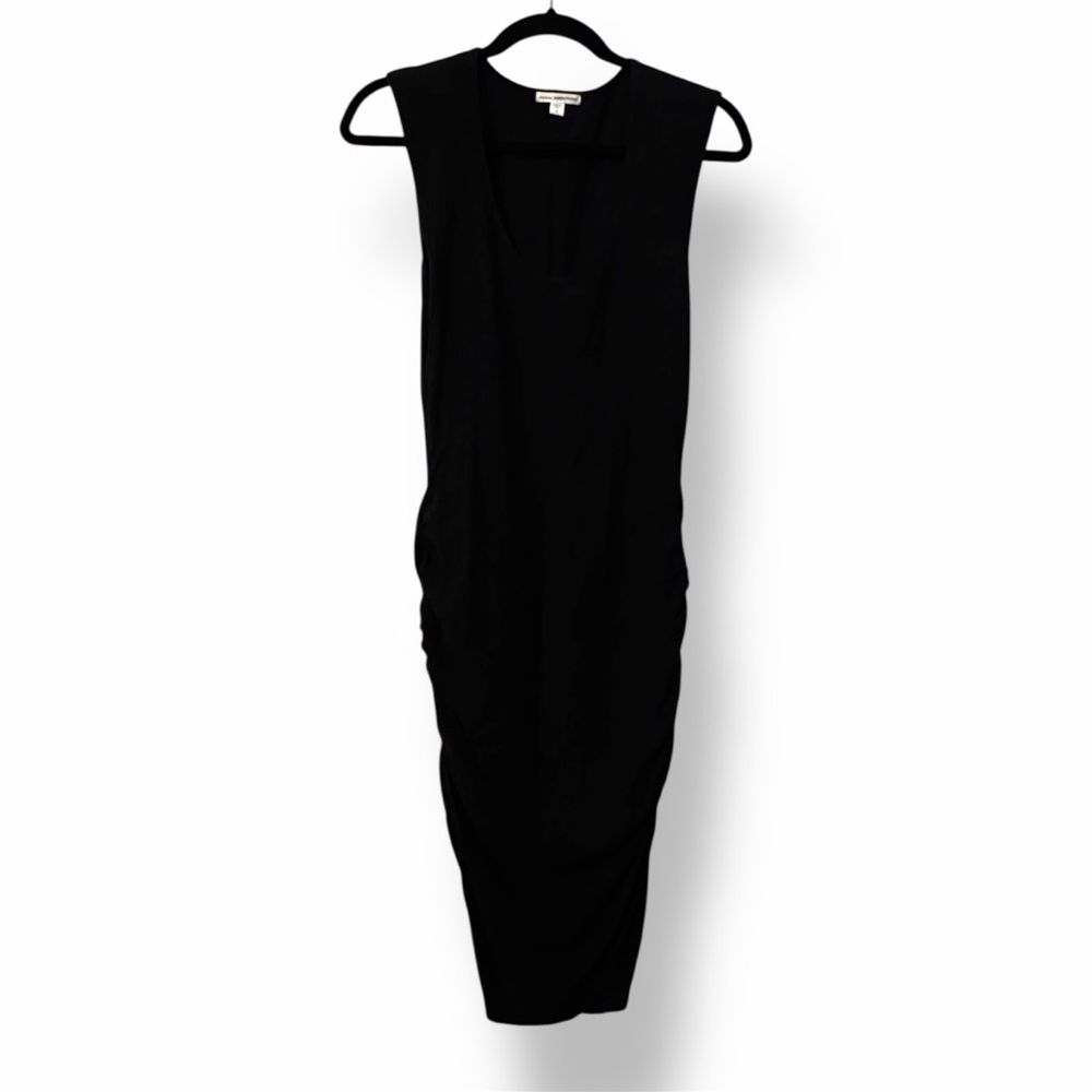 Standard James Perse Ruched Midi Dress Black